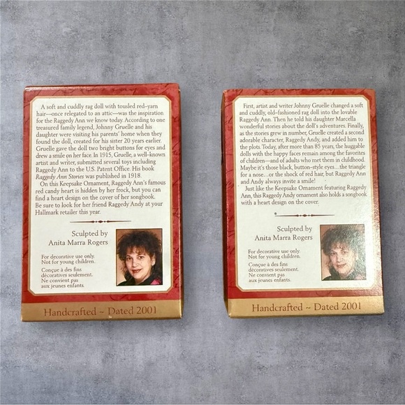 2001 Hallmark Keepsake "RAGGEDY ANN & RAGGEDY ANDY" Christmas Ornaments - Picture 2 of 4